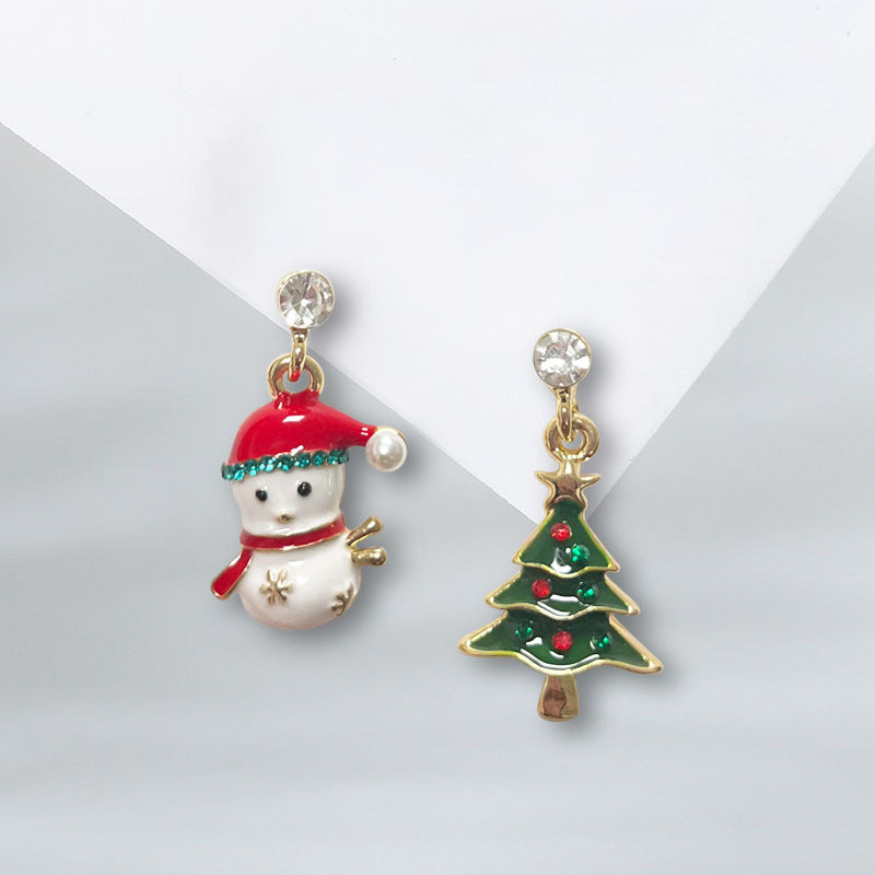 Christmas Earrings - Snowman & Snowflakes (5 Pairs)